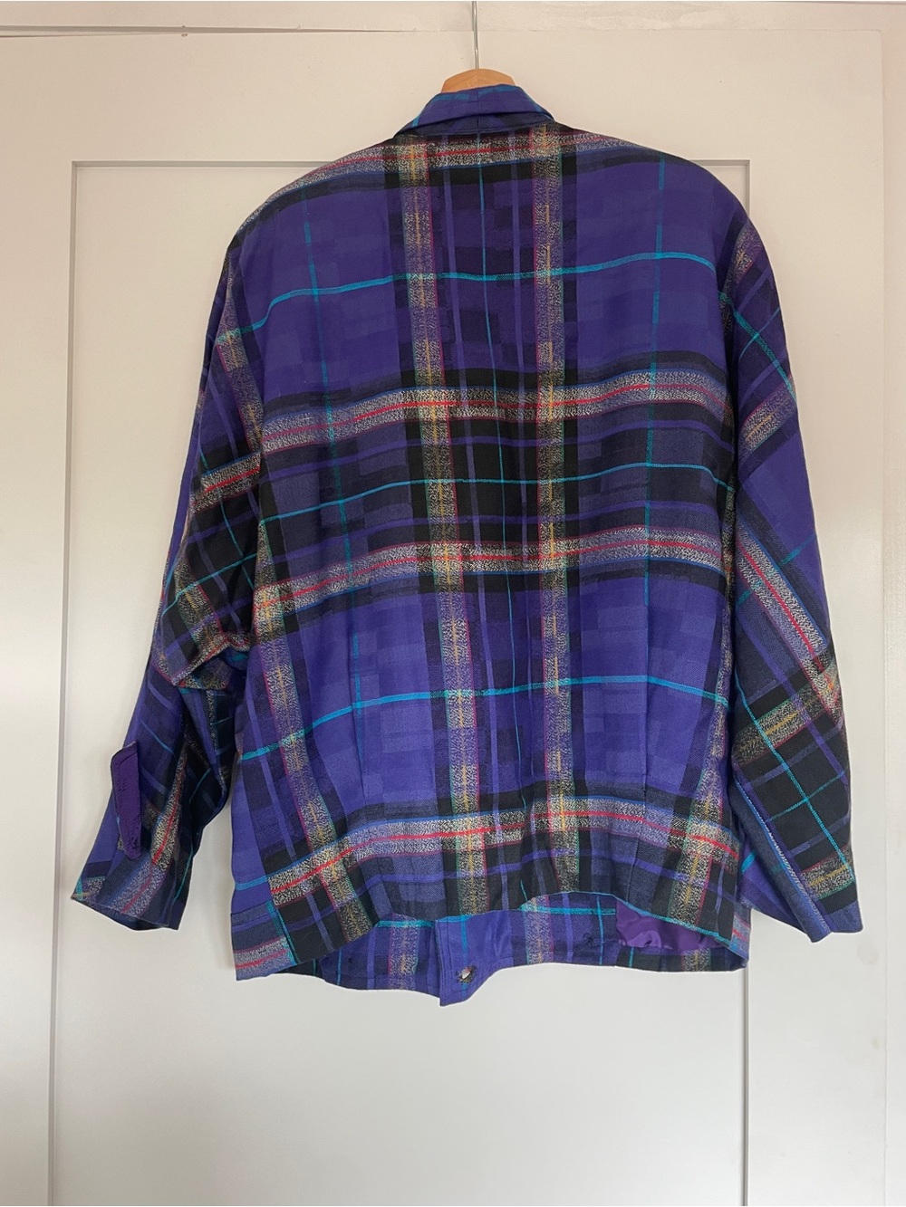 Purple Plaid Pleated Skirt Suit - Picture 3 of 6
